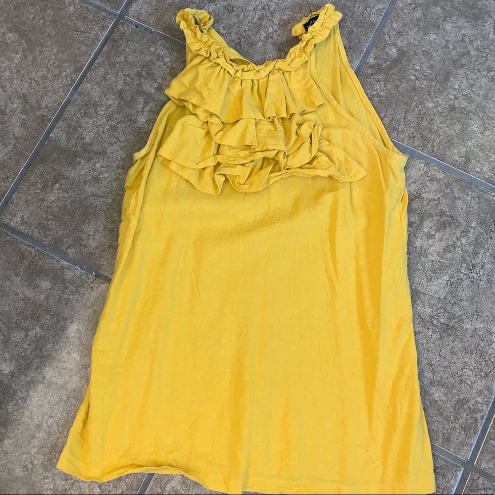 Mustard Yellow Ruffle Neck Blouse